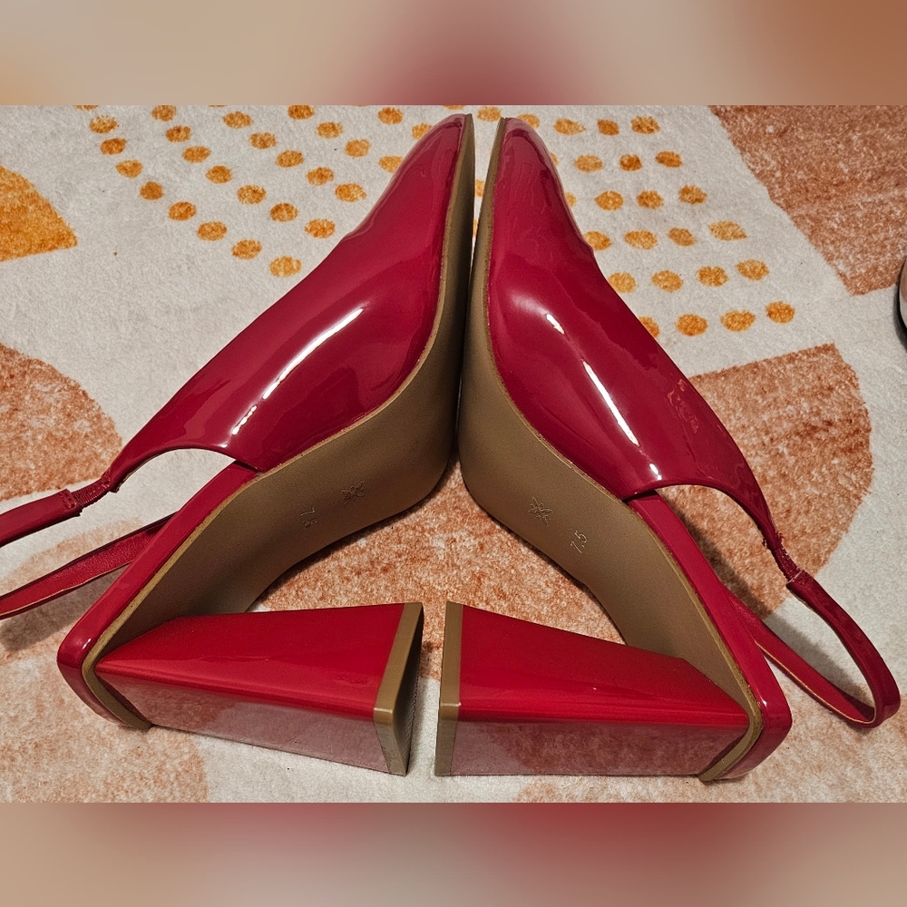 BCBGeneration Red TRINA Slingback Block Heel Pumps NW/O Box Sz 7.5 - Picture 5 of 9